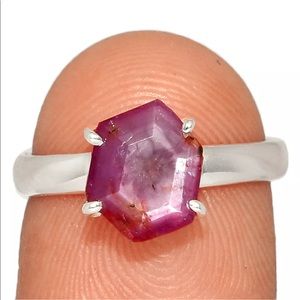 BOUTIQUE NATURAL PINK SAPPHIRE 925 SILVER RING, 7